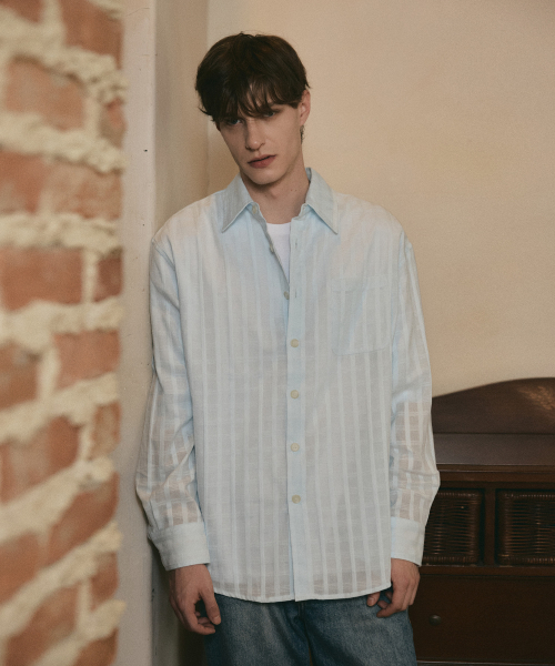 Jacquard клетчатая рубашка (Sky Blue)