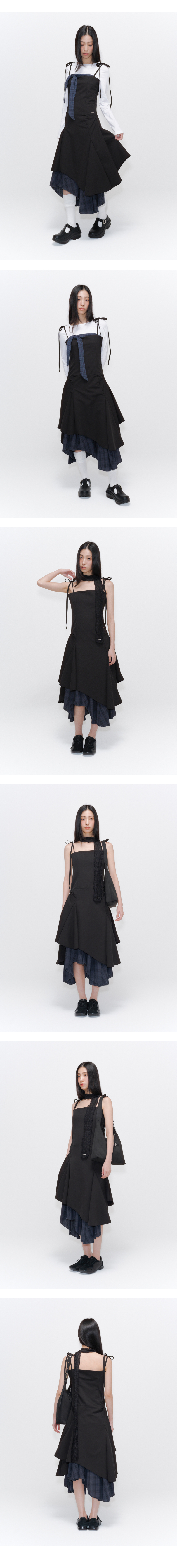 MUSINSA | MISEKI SEOUL Unbalanced layered one piece BLACK