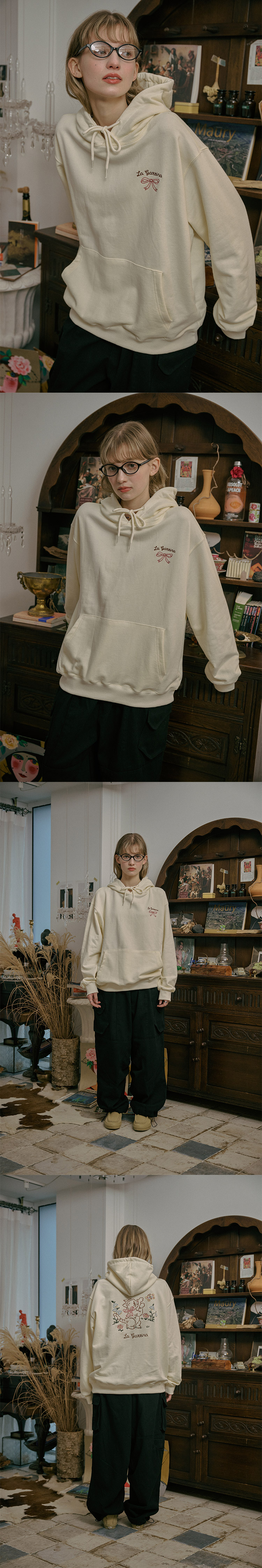 MUSINSA | CPGN STUDIO Lagatina Embroidered Hoodie Cream