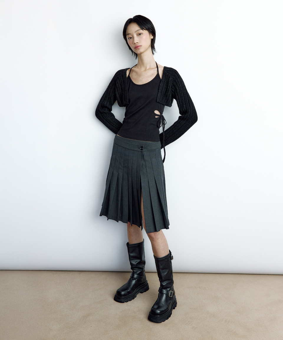 MUSINSA公式 | ROUGHNECK Side slit skirt gray
