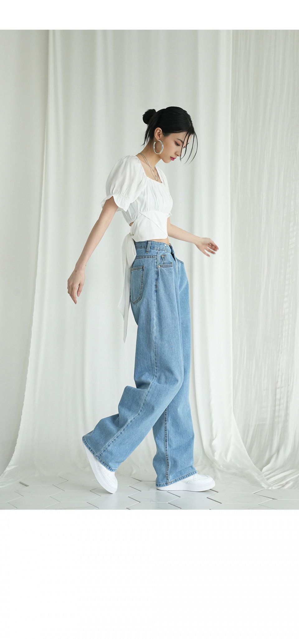 MUSINSA | AVANDRESS BUCKLE WIDE DENIM PANTS SKYBLUE