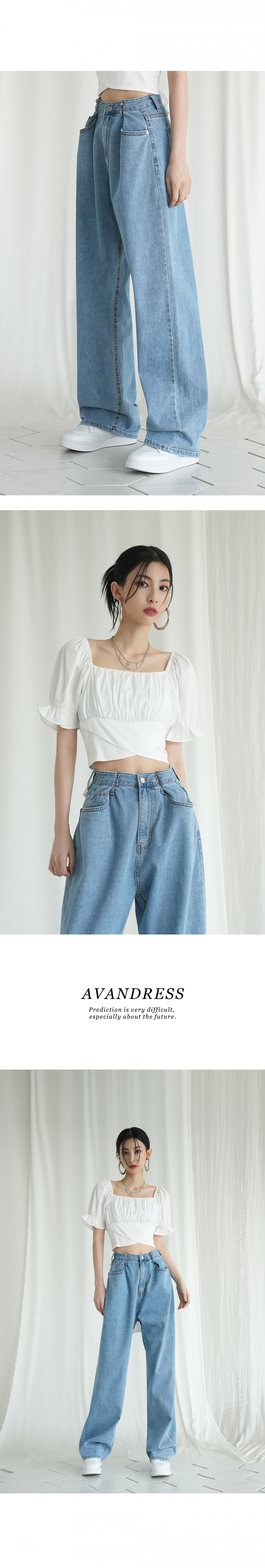 ☆AVANDRESS☆ BUCKLE WIDE DENIM PANTS MIDDLEBLUE AD41PT21MDB MUSINSA公式 | AVANDRESS BUCKLE WIDE DENIM PANTS MIDDLEBLUE