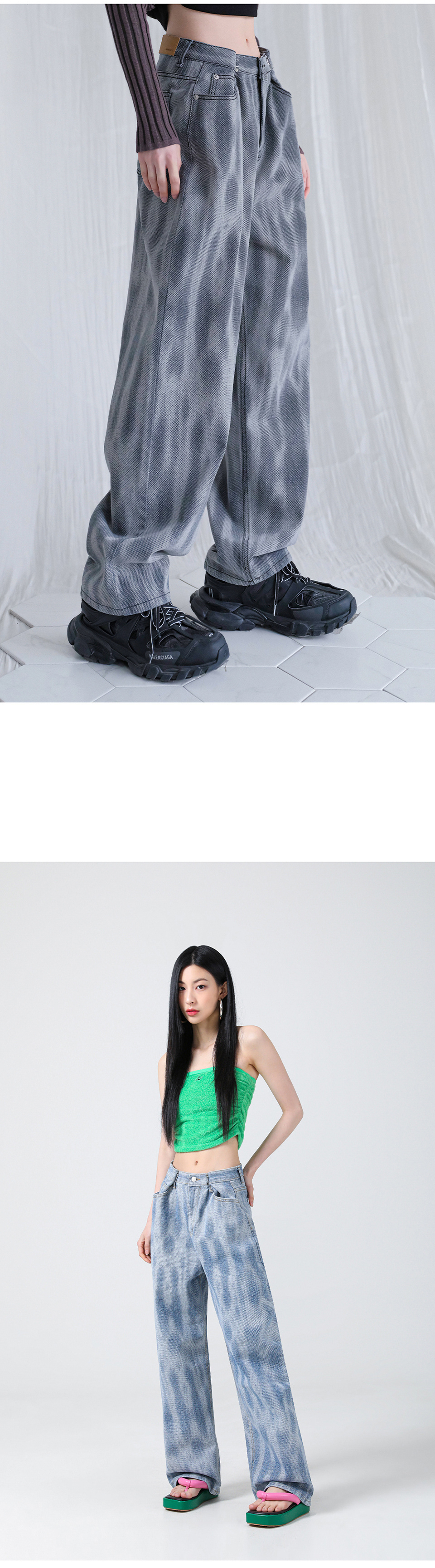 MUSINSA | AVANDRESS BUCKLE WIDE DENIM PANTS SNAKE BLUE