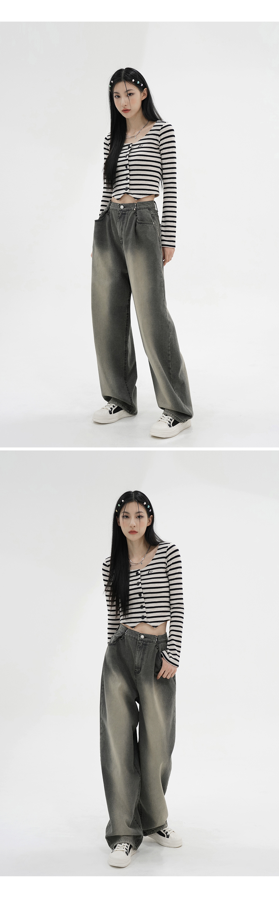 ☆AVANDRESS☆ BUCKLE WIDE DENIM PANTS WASHING GREY AD41PT34W MUSINSA | AVANDRESS BUCKLE WIDE DENIM PANTS WASHING GRAY