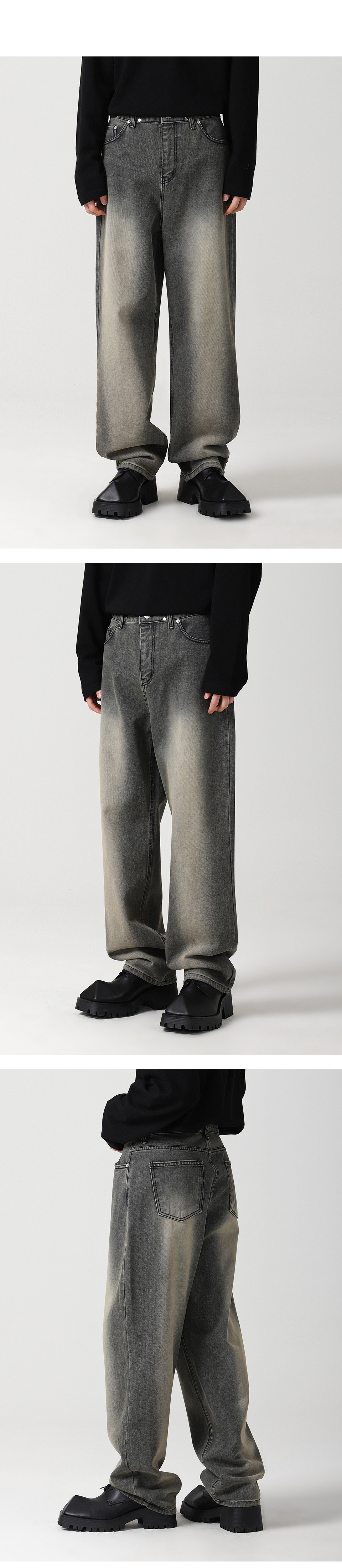 MUSINSA | AVANDRESS BUCKLE WIDE DENIM PANTS WASHING GRAY