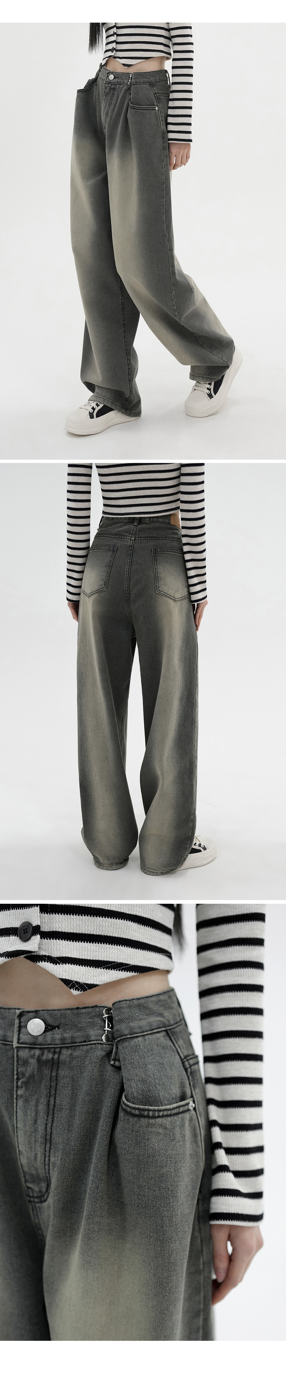 ☆AVANDRESS☆ BUCKLE WIDE DENIM PANTS OATMEAL AD41PT34OT MUSINSA | AVANDRESS BUCKLE WIDE DENIM PANTS OATMEAL