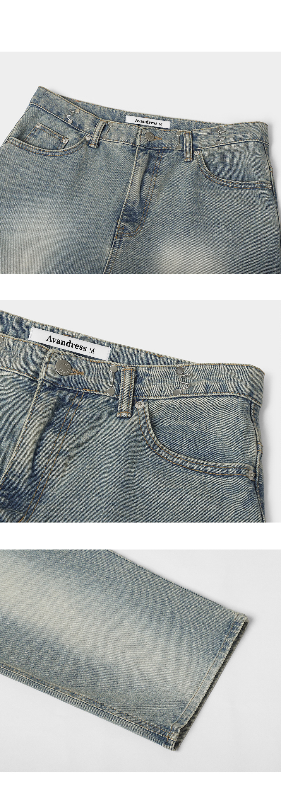 어반드레스(AVANDRESS) BUCKLE WIDE DENIM PANTS WASHING LIGHT