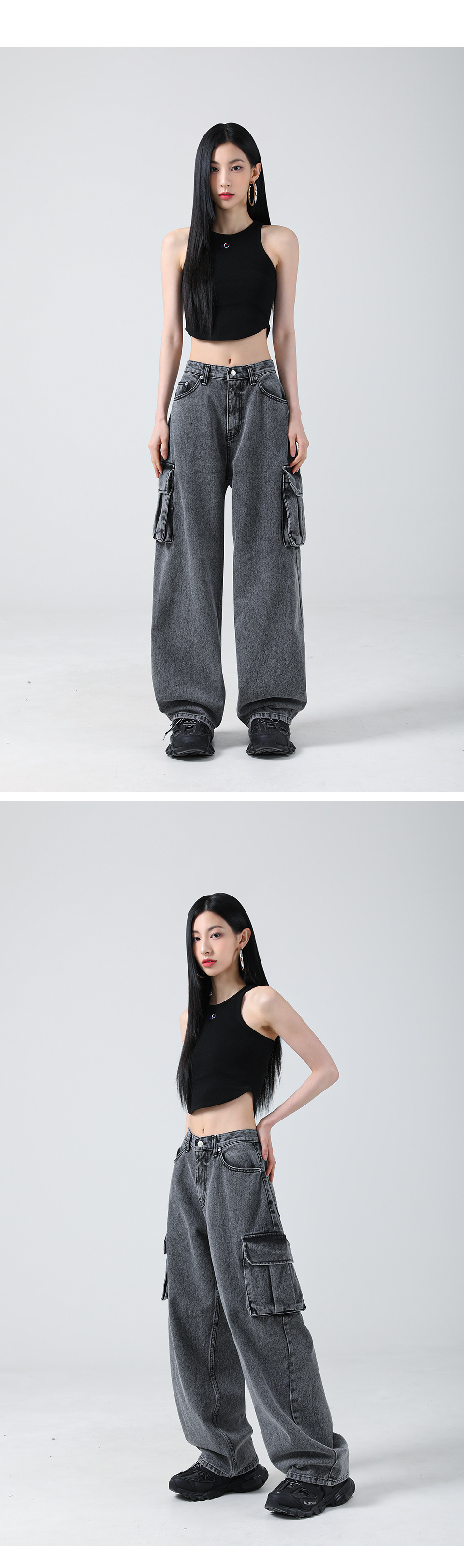 ★AVANDRESS★  cargo Denim BLACK MUSINSA | AVANDRESS Snow cargo Denim BLACK