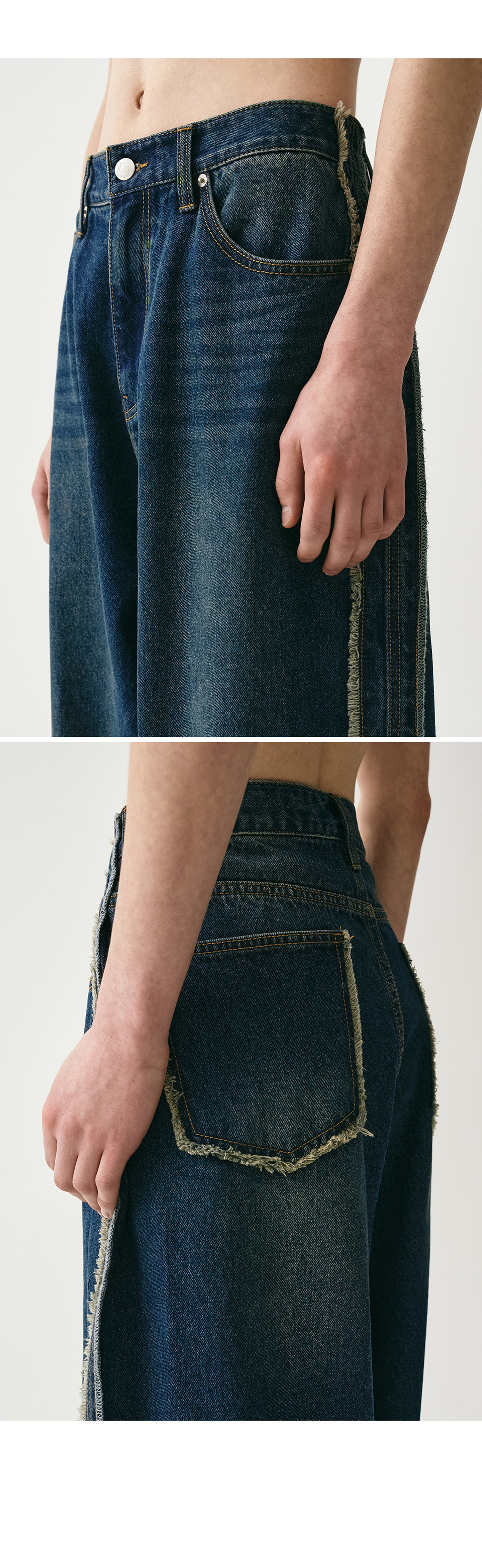 MUSINSA公式 | AVANDRESS Side Tessle Denim Pants BLUE