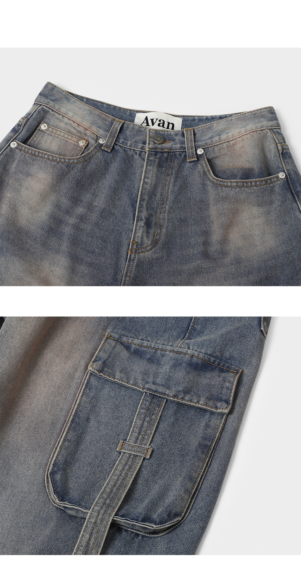 MUSINSA | AVANDRESS Ribbon Wide Cargo Pants BLUE