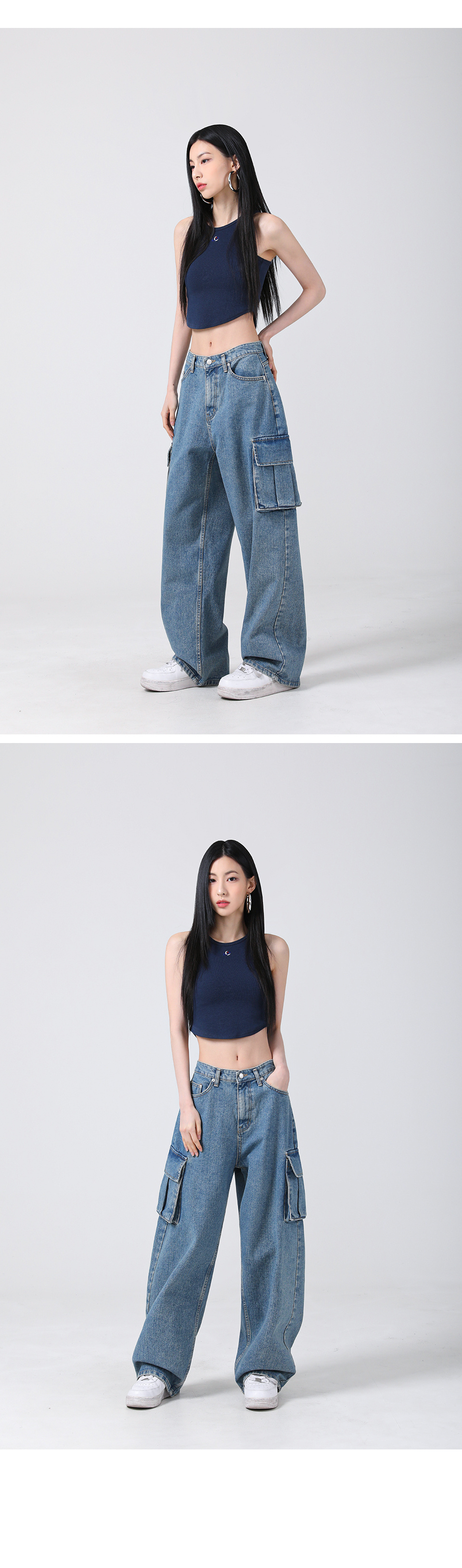 MUSINSA | AVANDRESS real wide cargo pants LIGHT BLUE