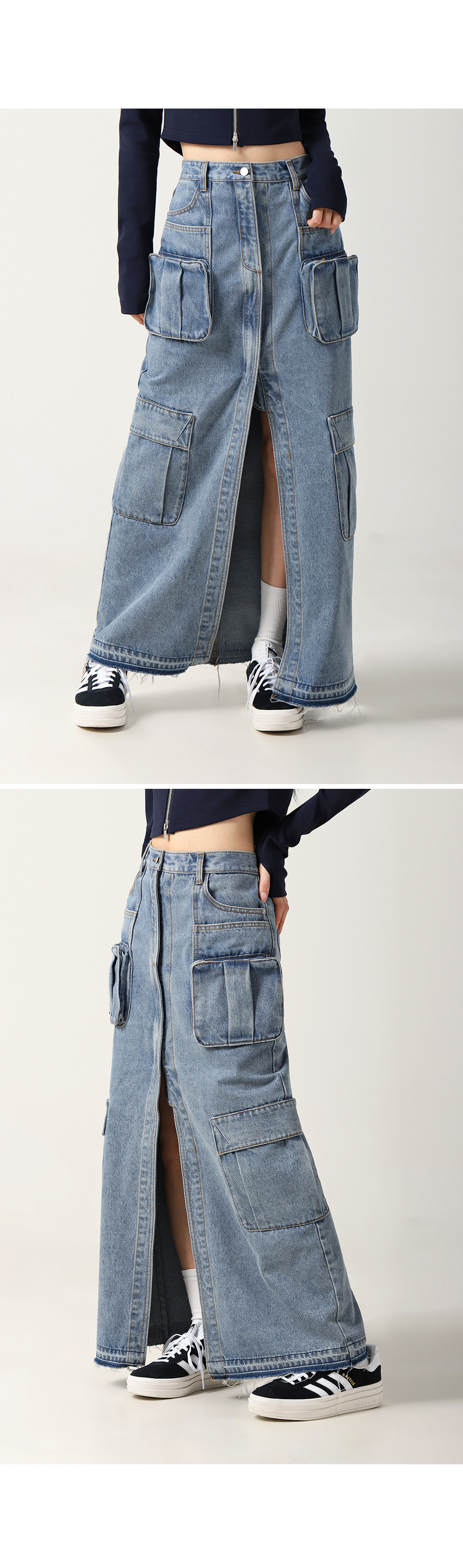 MUSINSA | AVANDRESS Evelyn Long Denim Skirt BLUE