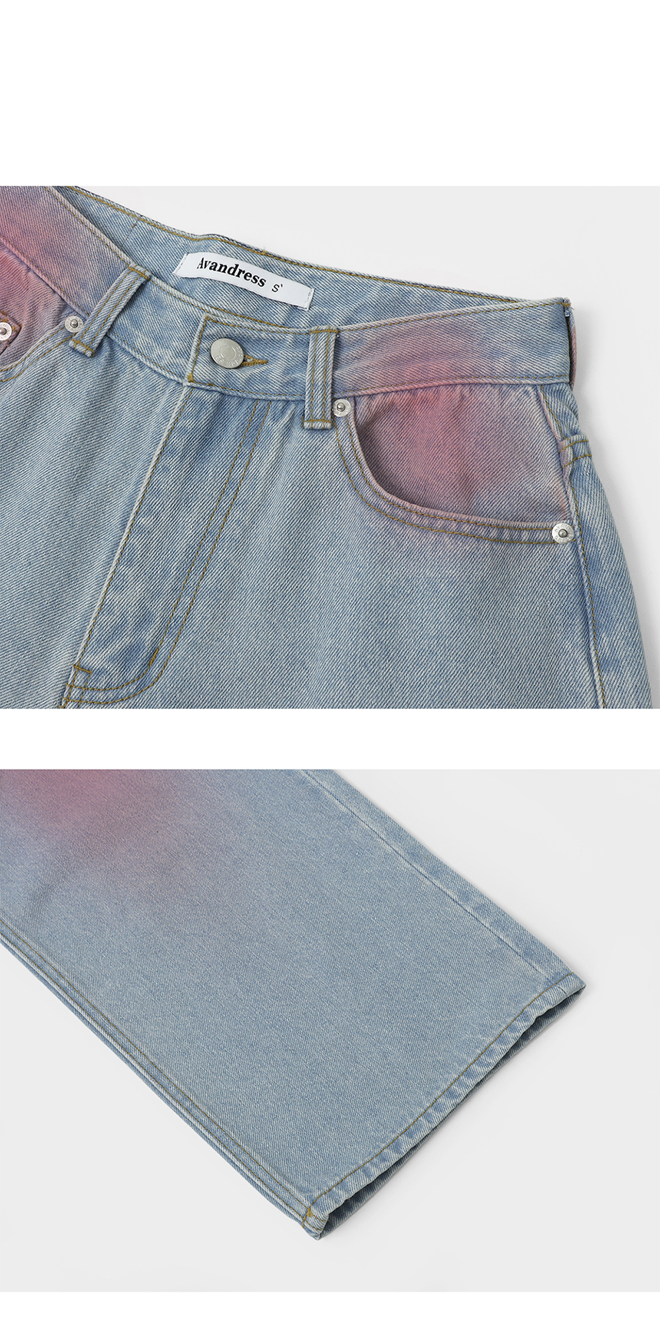 【AVANDRESS】 POP Pink Brush Denim Pants MUSINSA | AVANDRESS POP Pink Brush Denim Pants LIGHT BLUE