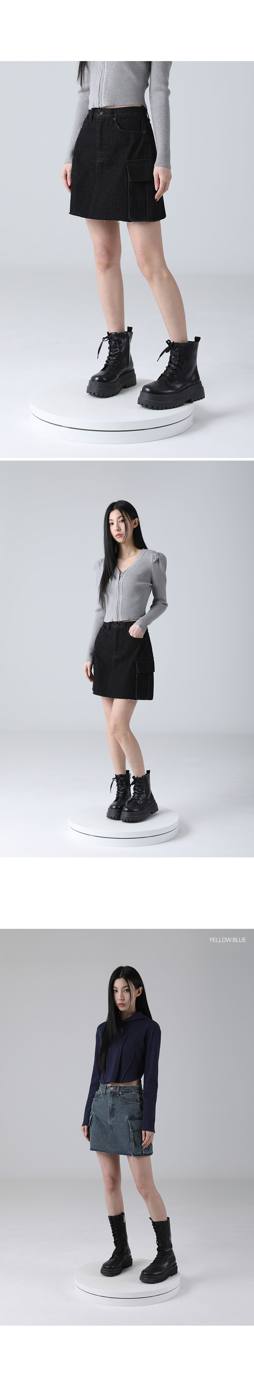 MUSINSA | AVANDRESS Les Cargo Denim Mini Skirt BLACK