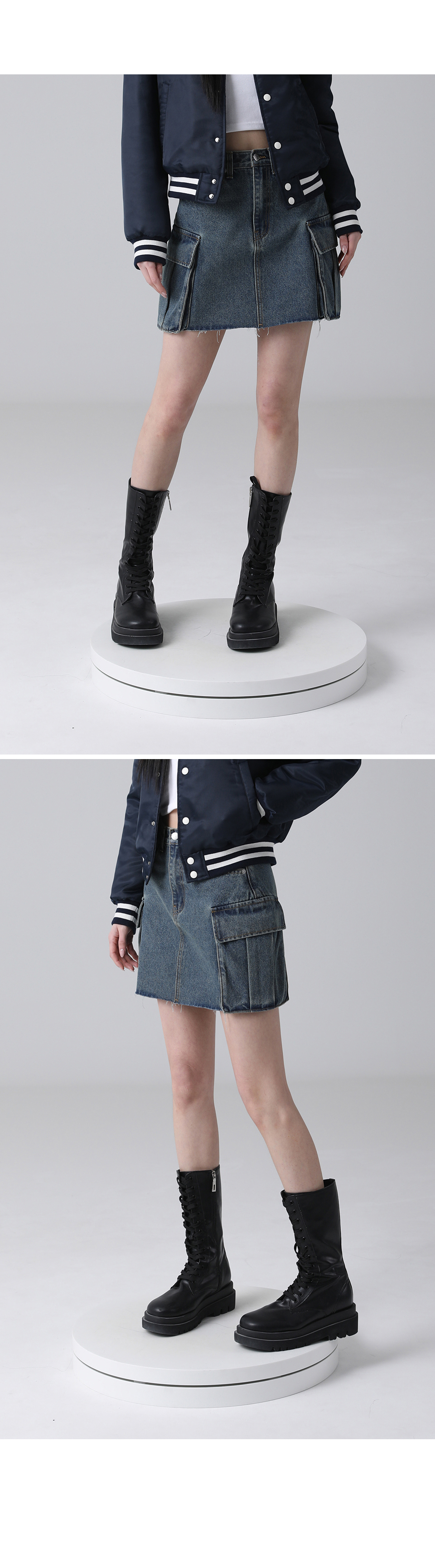 AVANDRESS Les Cargo Denim Mini Skirt カジュアルスカート 어반드레스(AVANDRESS) Les Cargo Denim Mini Skirt YELLOW BLUE