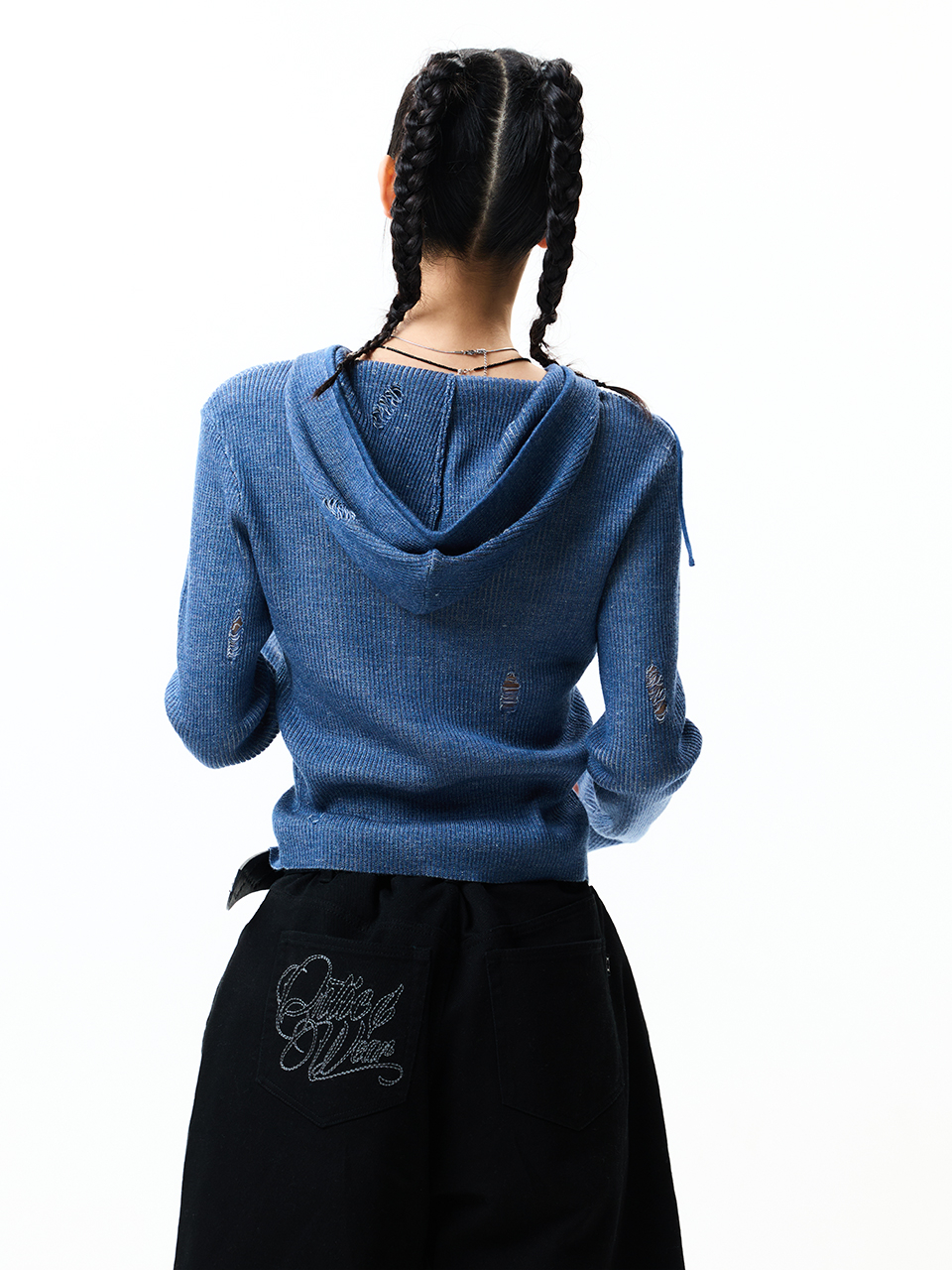 あおばくん着用 WORMHOLE HOODIED KNIT BLUE MUSINSA公式