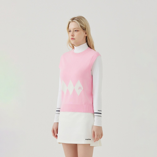 Argyle Knit Vest_L/Pink