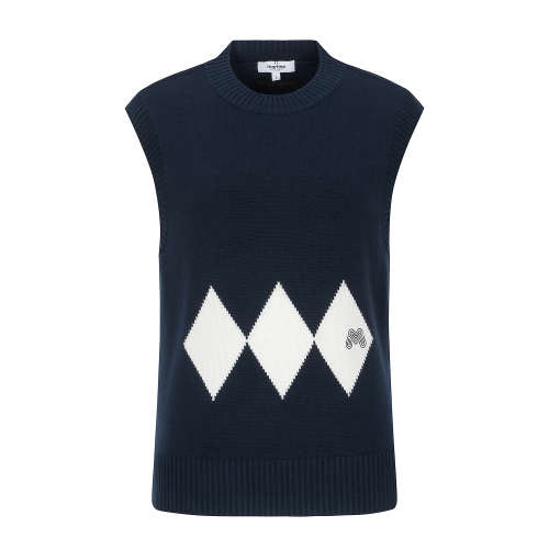 Argyle Knit Vest_Navy
