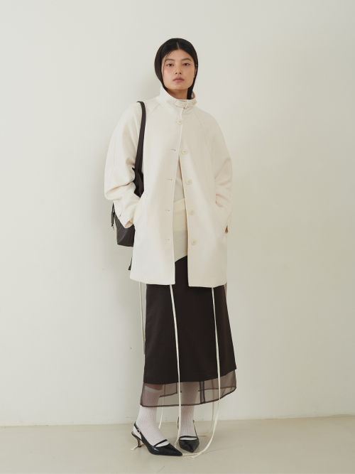 High Neck Raglan Half Coat кремовый
