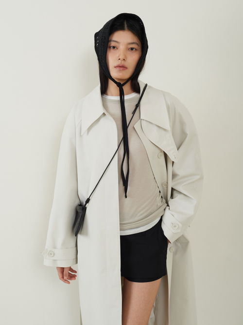 Balmacaan Trench Coat Ash кремовый