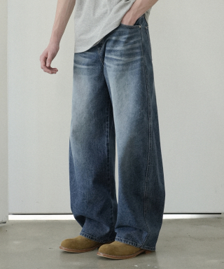 WAAR M250 カーブドワイドデニムパンツ_濃紺 [ショート丈追加] 画像 2