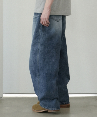 WAAR M250 カーブドワイドデニムパンツ_濃紺 [ショート丈追加] 画像 3