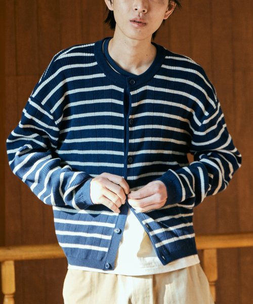 ESS Stripe кроп кардиган - Navy