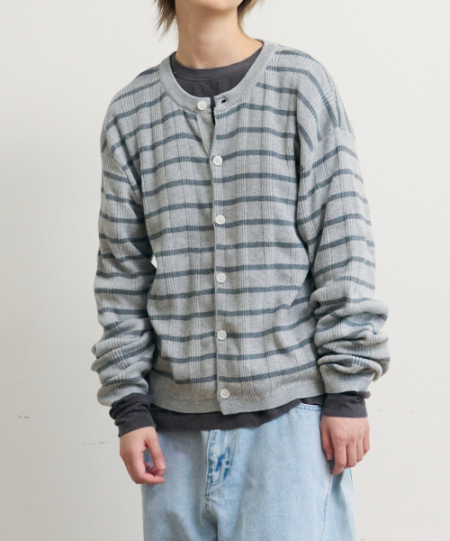 Укороченный кардиган ESS в полоску - Grey