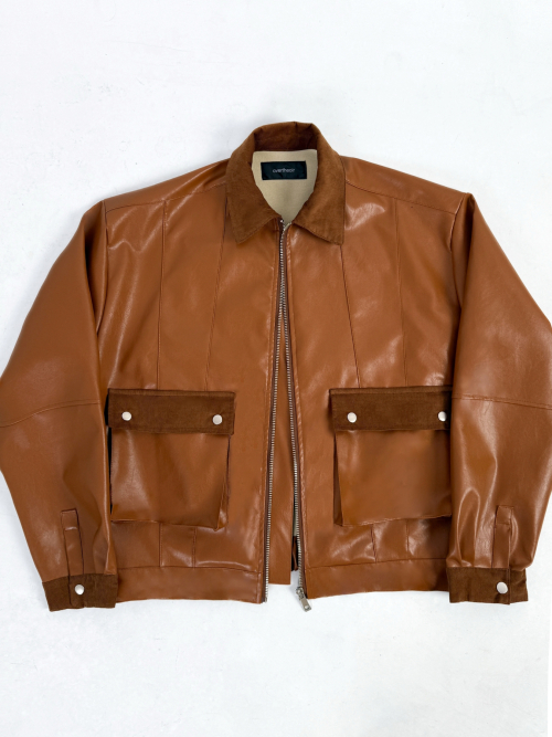 Limited COLOR leather detail wide rider куртка brown