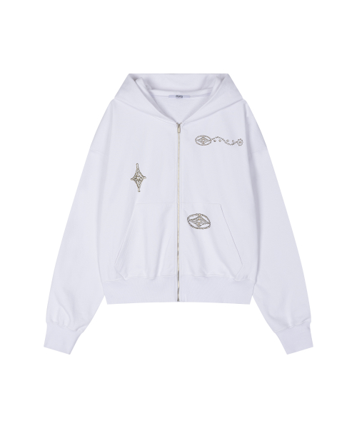 Graphic WASHED HOODED ZIP-UP, белый