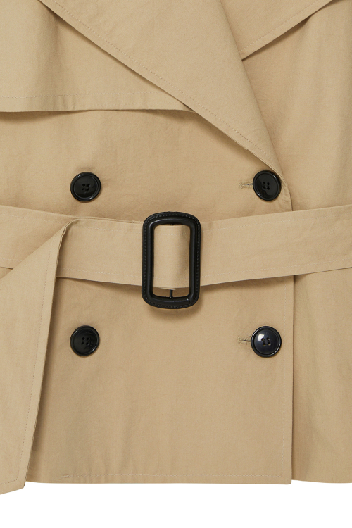WOMAN CROPPED OVERSIZED TRENCH COAT [BEIGE]