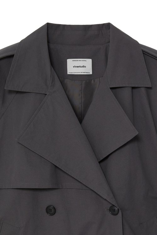 WOMAN CROPPED OVERSIZED TRENCH COAT [CHARCOAL]
