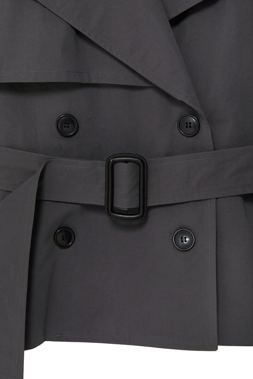 WOMAN CROPPED OVERSIZED TRENCH COAT [CHARCOAL]