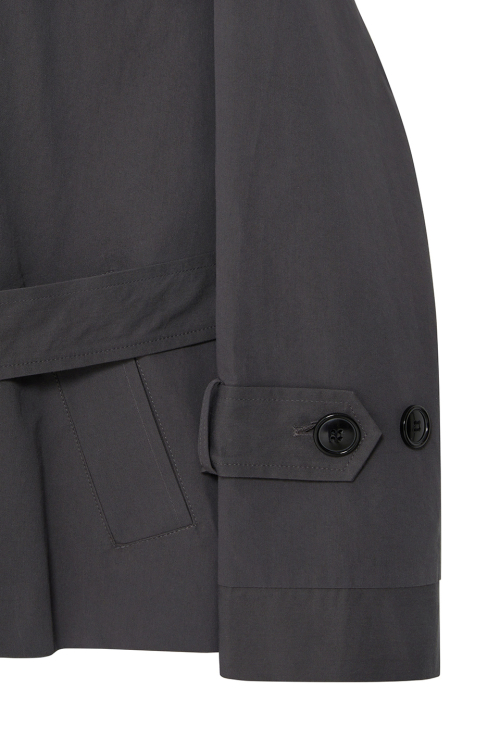 WOMAN CROPPED OVERSIZED TRENCH COAT [CHARCOAL]