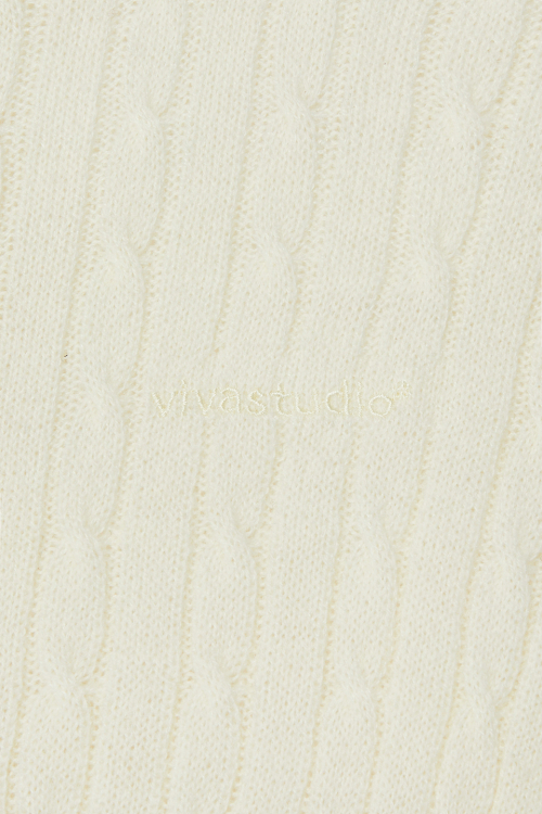 WOMAN WAVE CABLE KNIT ZIP-UP [IVORY]