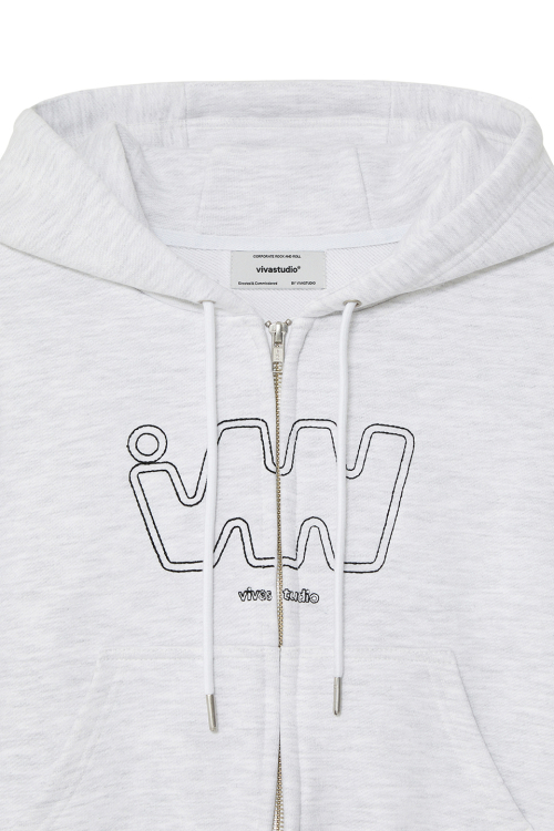 WOMAN LOGO HOODIE ZIP-UP [LIGHT GRAY]