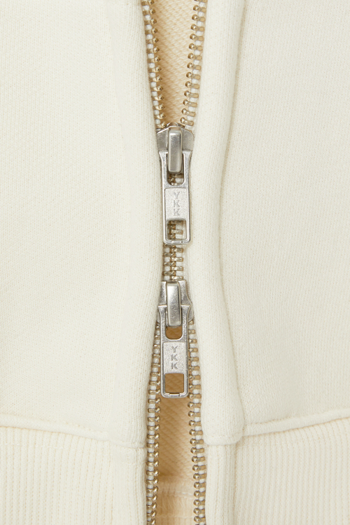 WOMAN LOGO HOODIE ZIP-UP [CREAM]