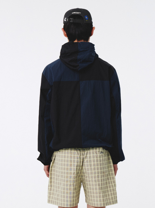 Paneled Windbreaker Navy Black