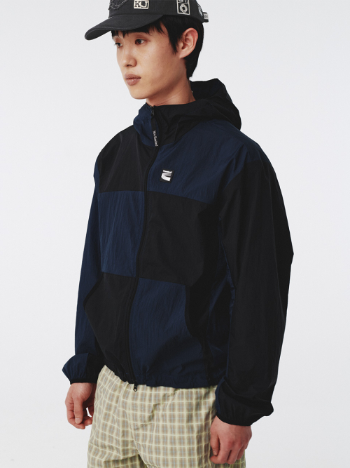 Paneled Windbreaker Navy Black