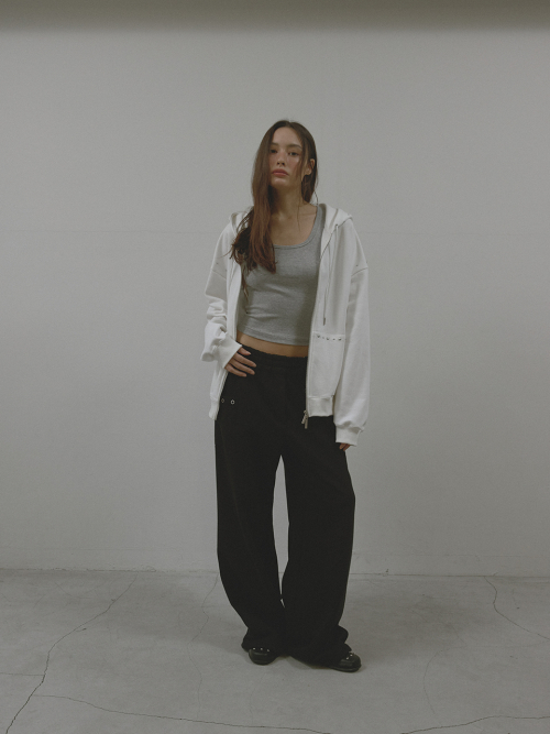 STUD HOOD ZIP-UP (IVORY)
