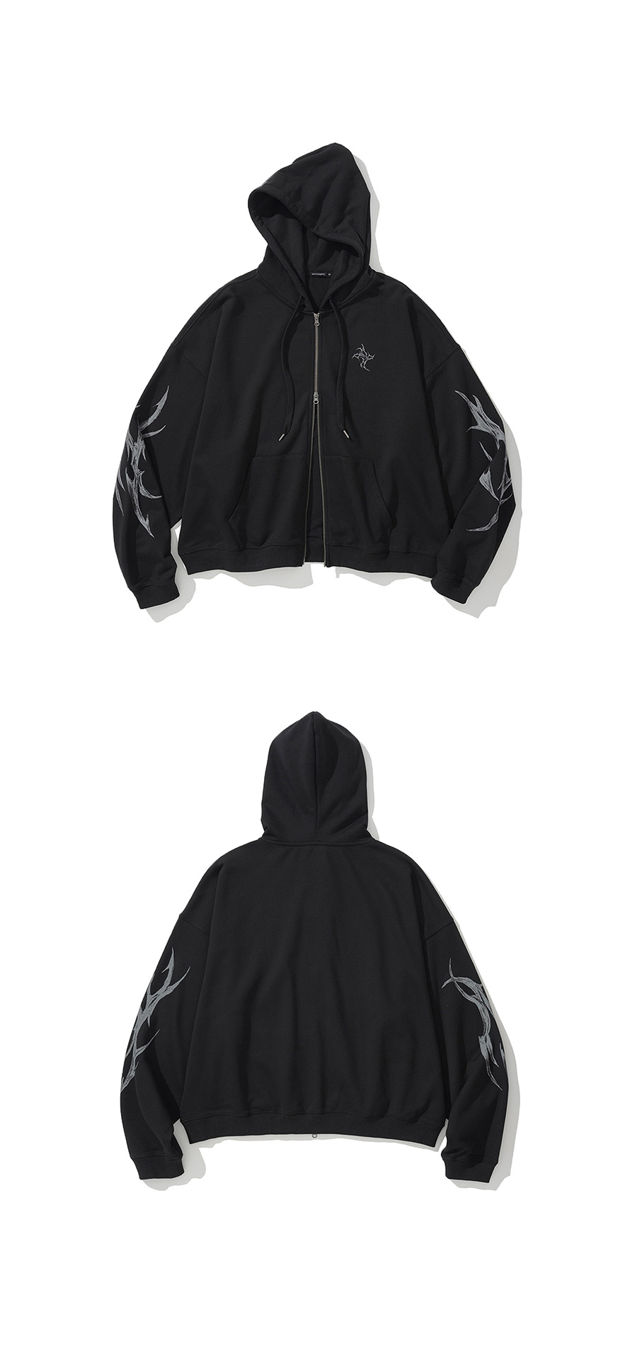 [NOT4NERD] Dagger Tribal Logo Hood Zip Up ☆送料込☆ MUSINSA | NOT4NERD Dagger Tribal Logo Hood Zip Up - Black