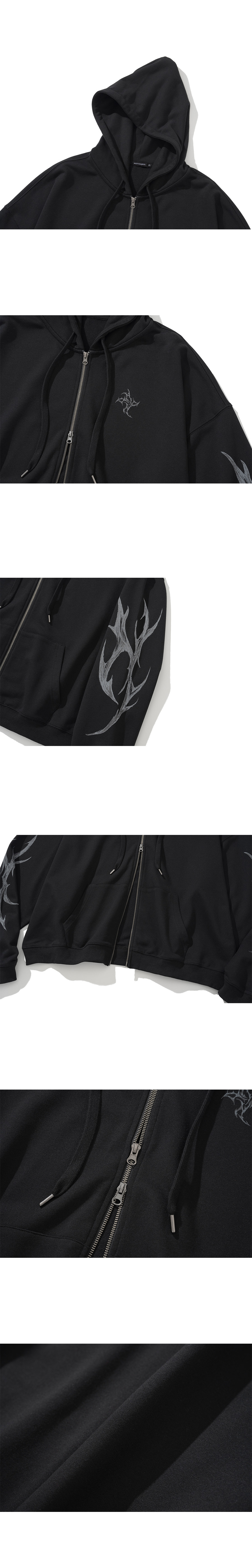 韓国発!【NOT4NERD】Dagger Tribal Logo Hood Zip Up MUSINSA | NOT4NERD Dagger Tribal Logo Hood Zip Up - Black