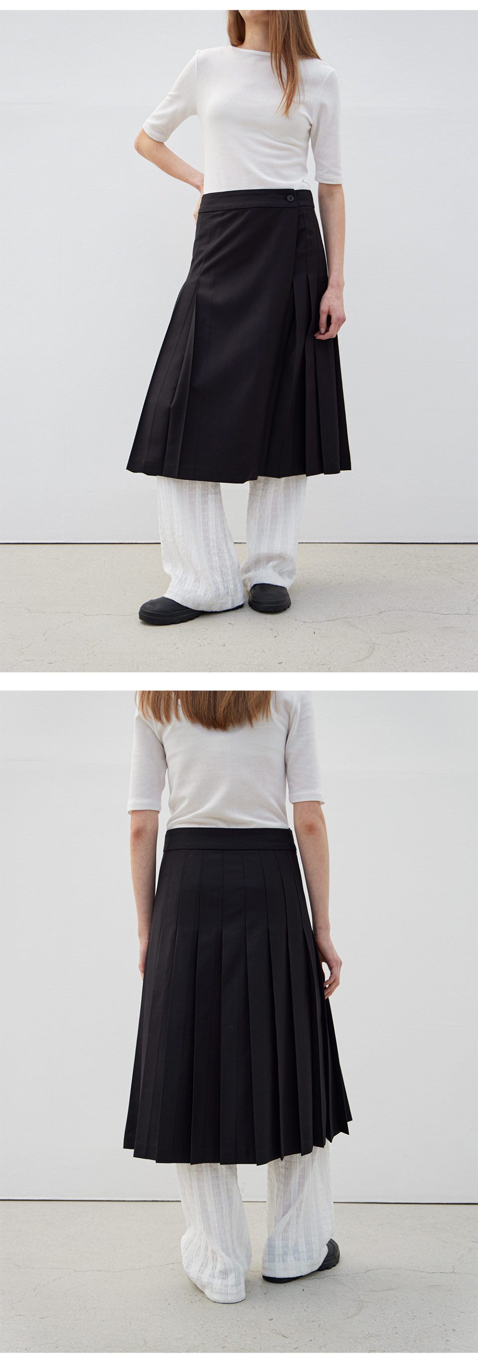 MUSINSA | LEVAR Layered Slim Boots Cut Pants - White