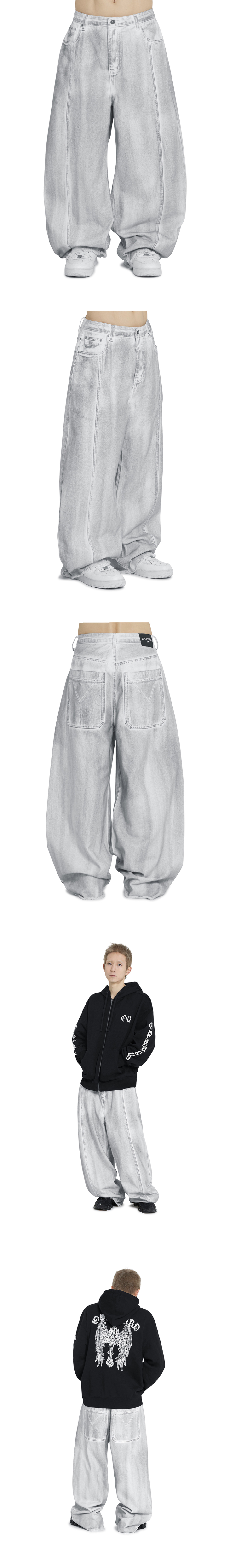 오와이(OY) RAW HEM STITCHED WIDE VOLUME PANTS - DIRTY