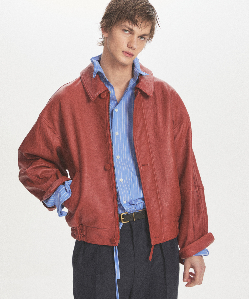 NYC WASHED LEATHER BLOUSON RED