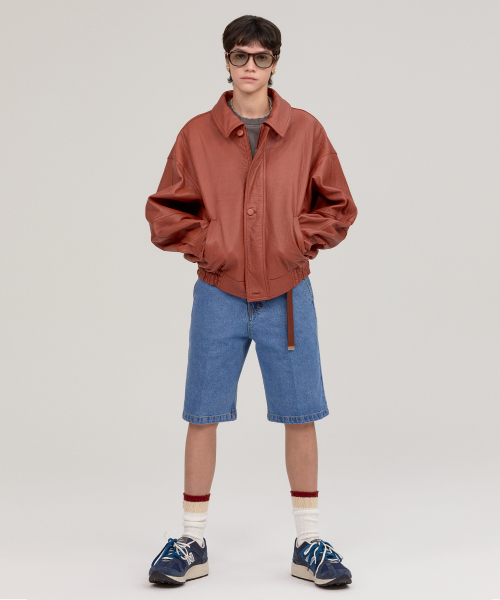 NYC WASHED LEATHER BLOUSON RED