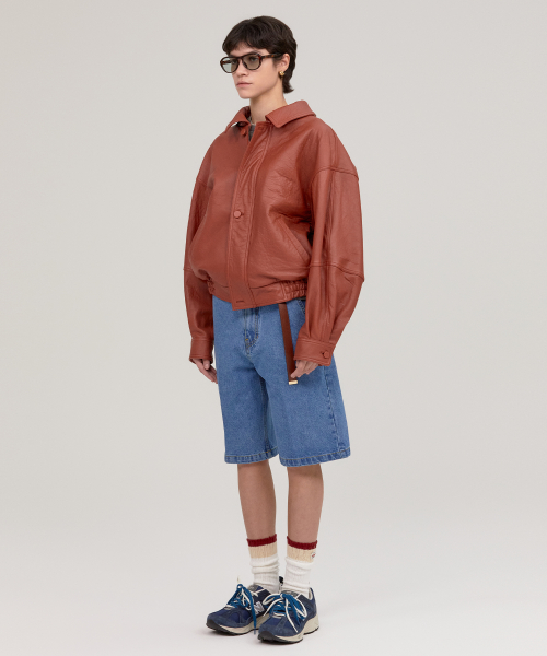 NYC WASHED LEATHER BLOUSON RED