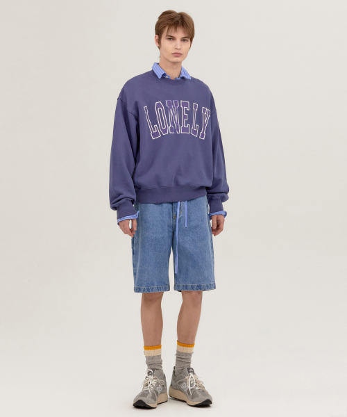 LONELY/LOVELY DAMAGE SWEATSHIRT INDIGO BLUE