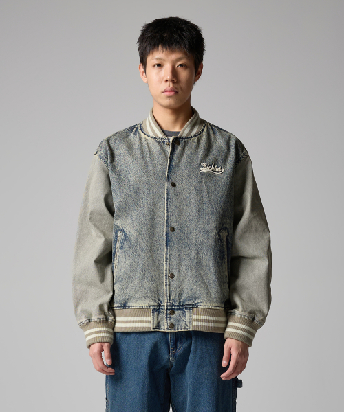 Джинсовый бомбер с волнистым логотипом Tinted Denim