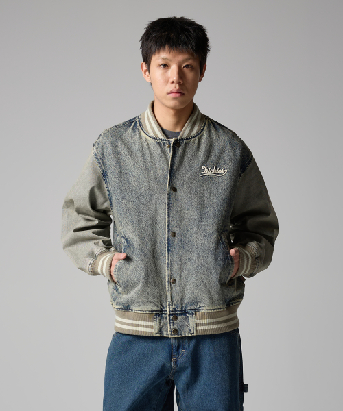 Джинсовый бомбер с волнистым логотипом Tinted Denim